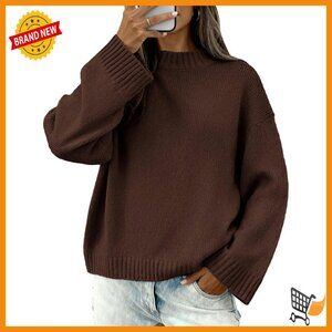 Oversized Ribbed Pullover Sweater Women's Loose Fit Crewneck Knit